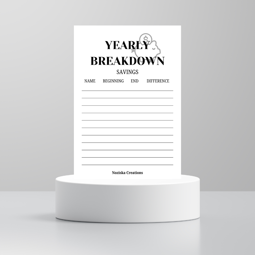 Yearly Budget Digital Download