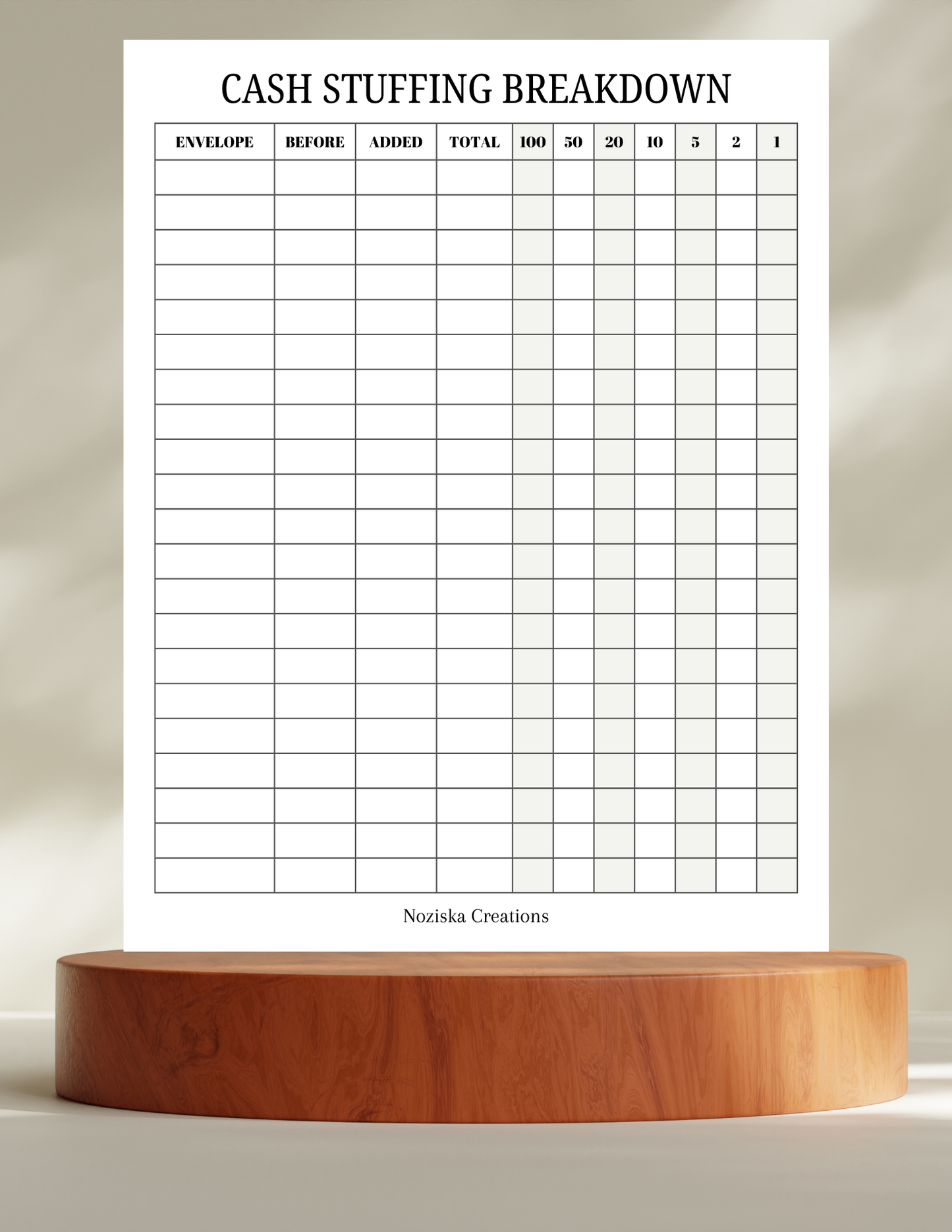 Cash Stuffing & Unstuffing Notepads