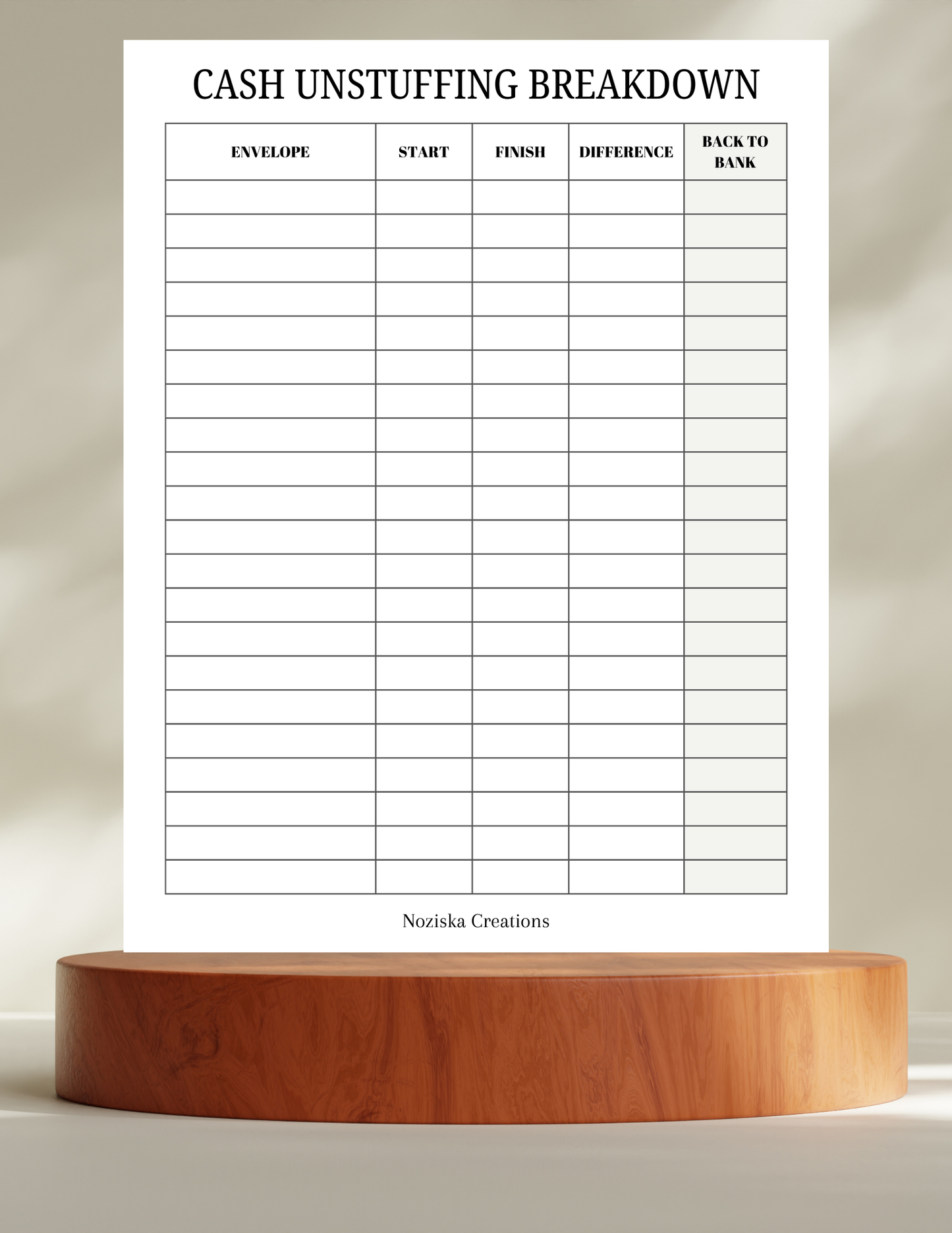 Cash Stuffing & Unstuffing Notepads