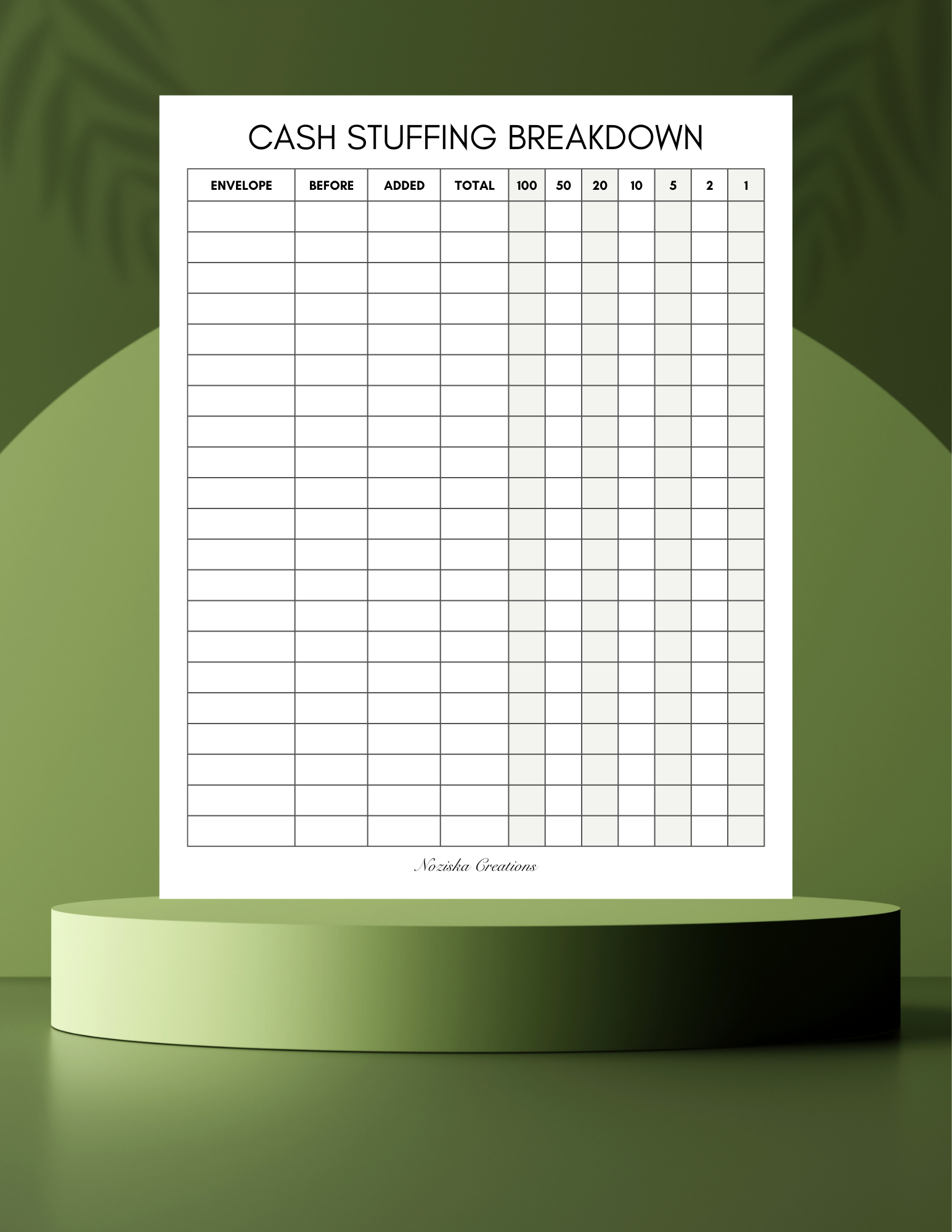 Cash Stuffing Notepads